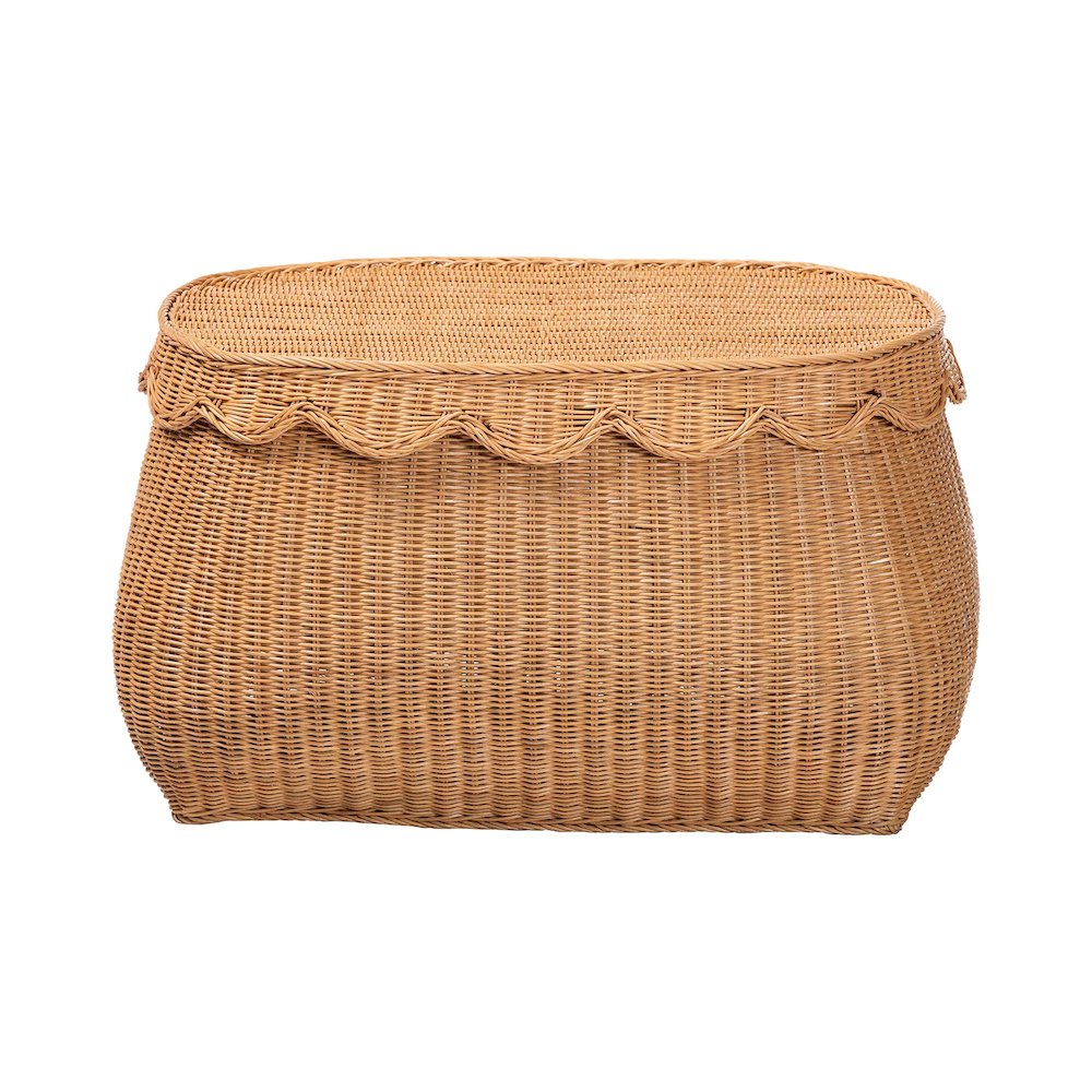 Ayleen Natural Rattan Basket - Handwoven Storage Box, Boho Coastal Decor, Medium