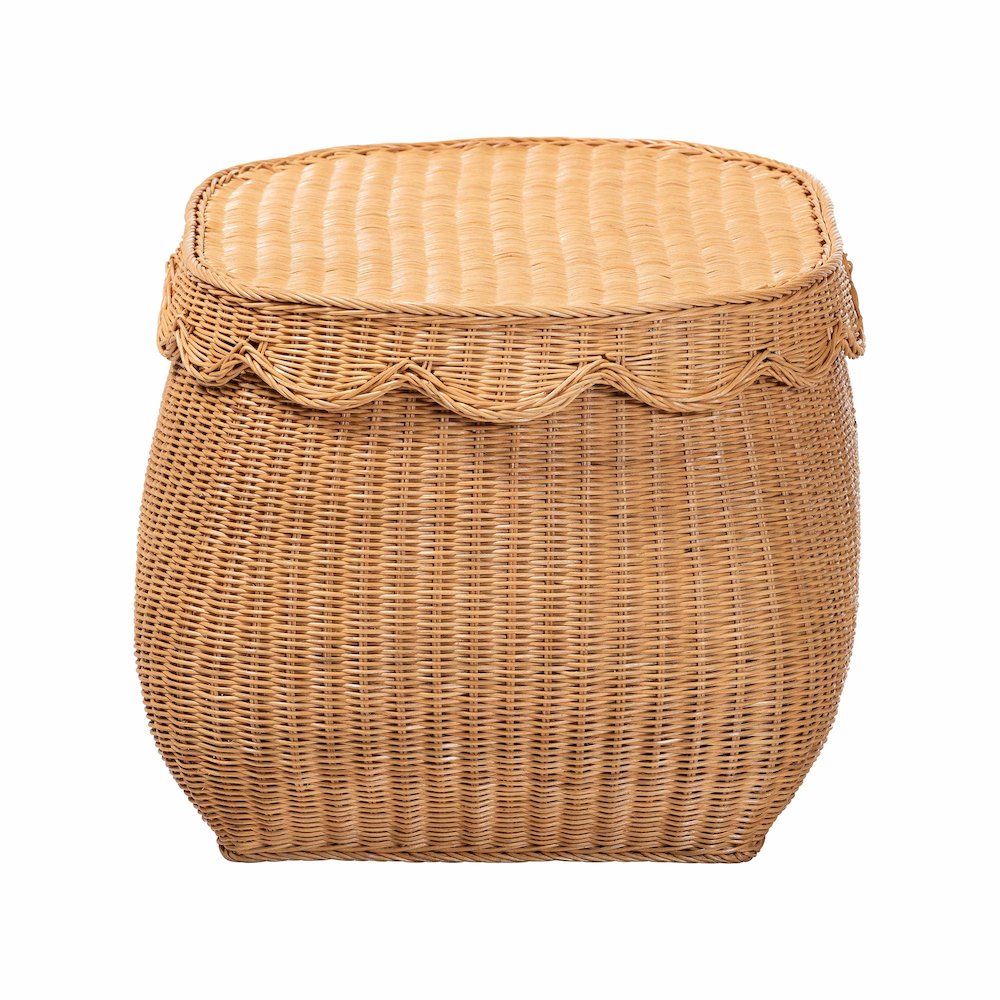 Ayleen Natural Rattan Basket - Handwoven Storage Box, Boho Coastal Decor, Medium
