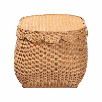 Ayleen Natural Rattan Basket - Handwoven Storage Box, Boho Coastal Decor, Medium
