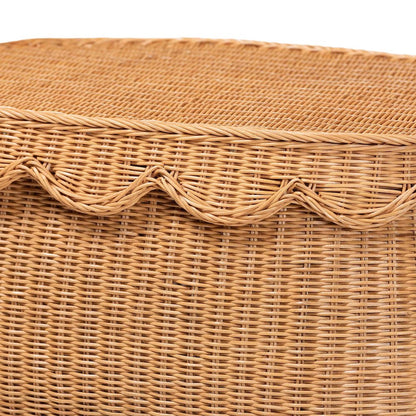 Ayleen Natural Rattan Basket - Handwoven Storage Box, Boho Coastal Decor, Medium