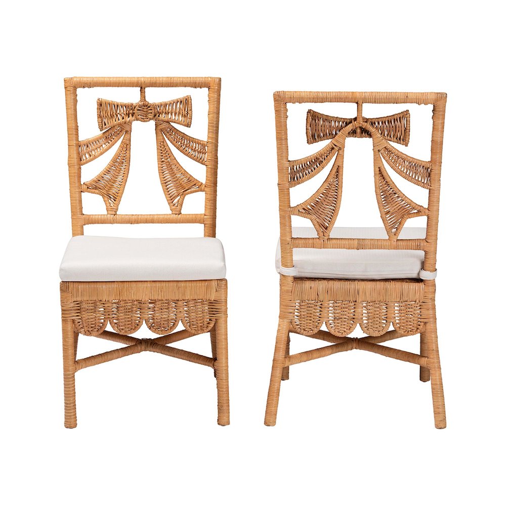 Rattan 2-Piece Dining Chair Set, Wicker Accent Side Chair