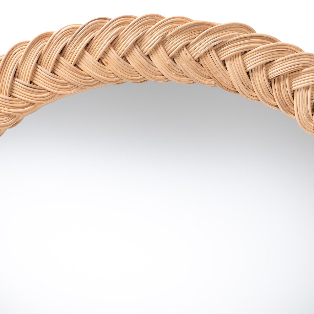 Nara Natural Rattan Wall Mirror - Handwoven Braided Wicker Frame