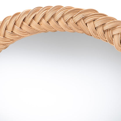 Nara Natural Rattan Wall Mirror - Handwoven Braided Wicker Frame