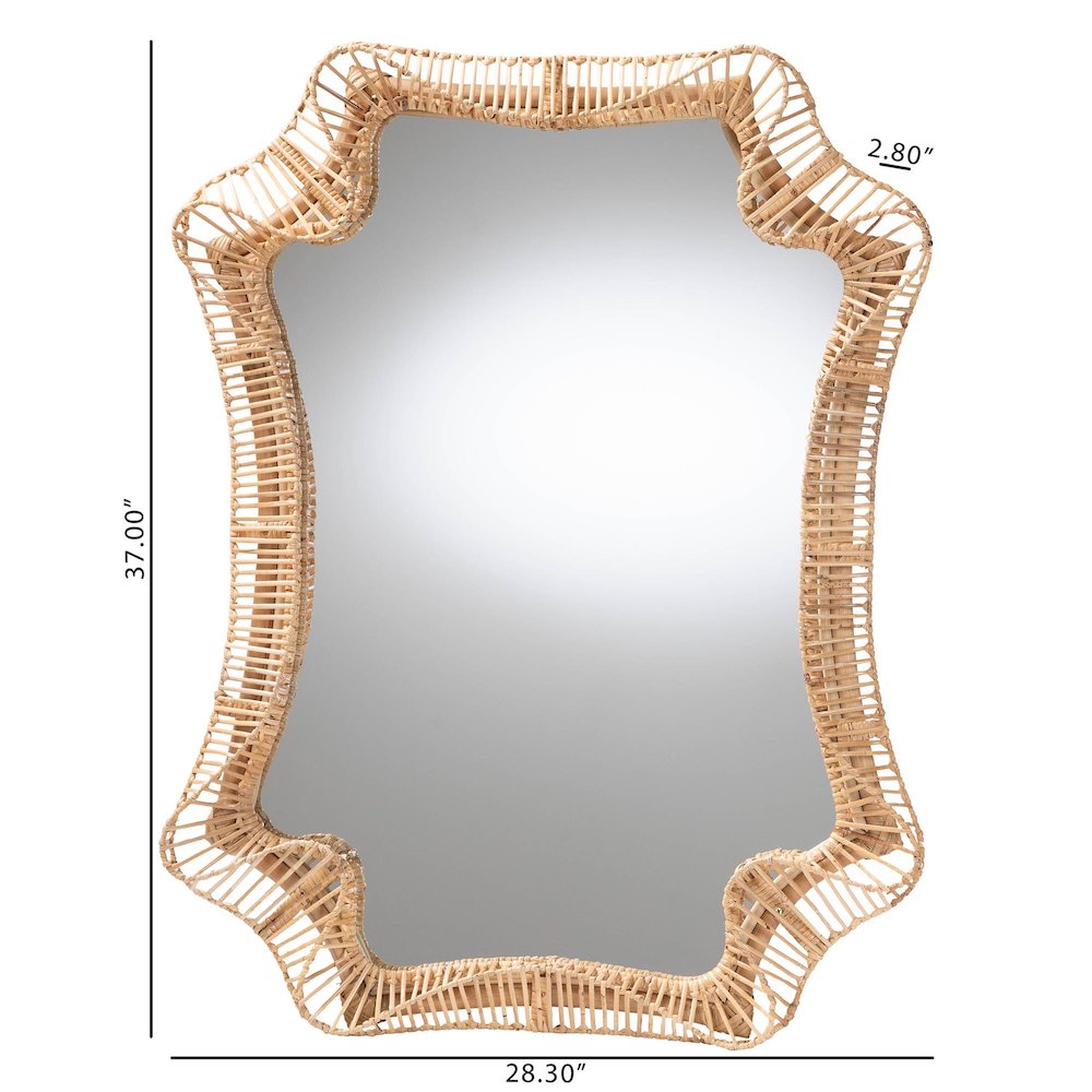 Yusra Natural Rattan Wall Mirror - Handwoven Frame with Freeform Silhouette