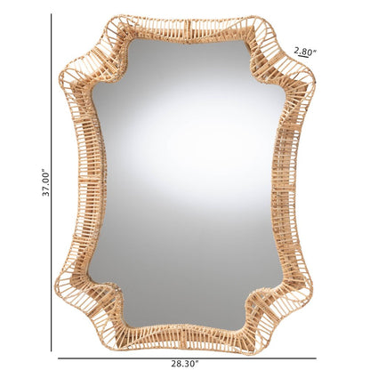Yusra Natural Rattan Wall Mirror - Handwoven Frame with Freeform Silhouette