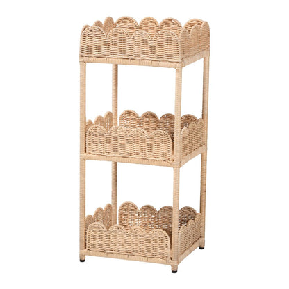 Brooks Natural Rattan 3-Tier Storage Shelf - Handwoven Wicker Display Stand