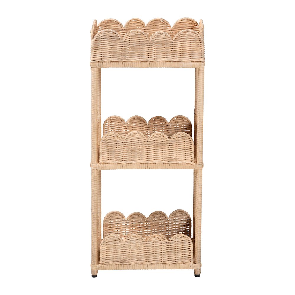 Brooks Natural Rattan 3-Tier Storage Shelf - Handwoven Wicker Display Stand