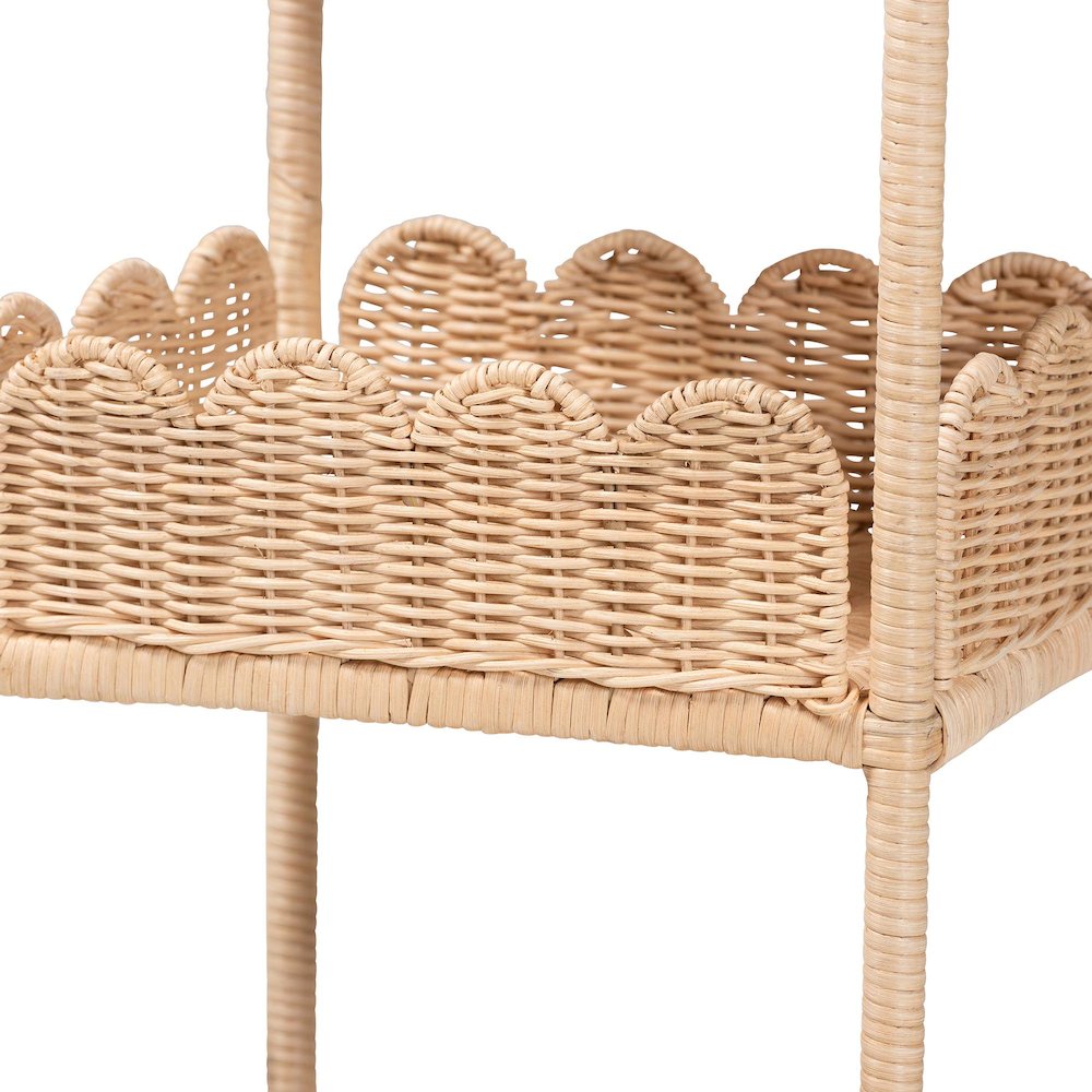 Brooks Natural Rattan 3-Tier Storage Shelf - Handwoven Wicker Display Stand