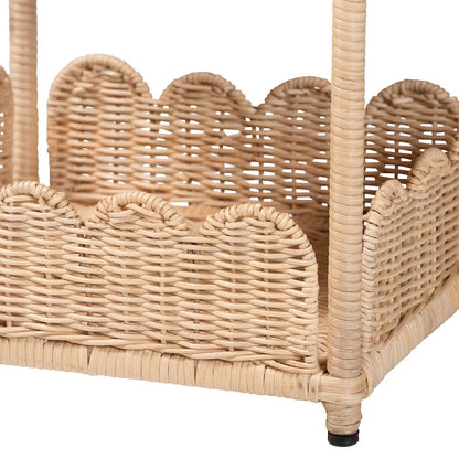 Brooks Natural Rattan 3-Tier Storage Shelf - Handwoven Wicker Display Stand