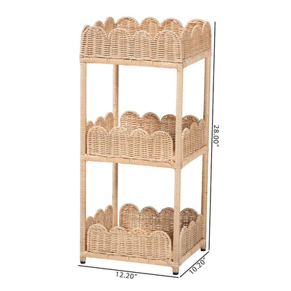 Brooks Natural Rattan 3-Tier Storage Shelf - Handwoven Wicker Display Stand