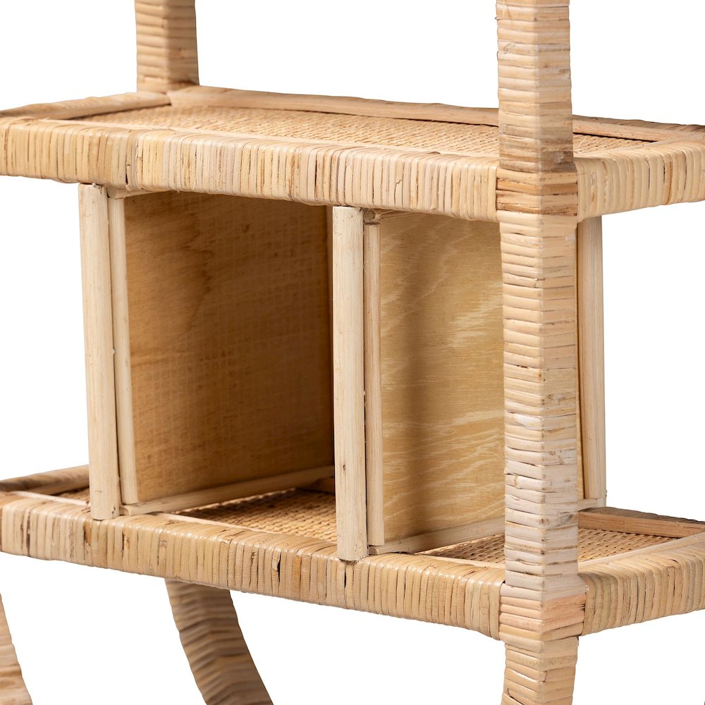 Labonita Natural Rattan Wall Shelf  - 3-Tier Wall-Mounted Display Unit