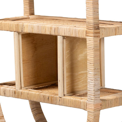 Labonita Natural Rattan Wall Shelf  - 3-Tier Wall-Mounted Display Unit