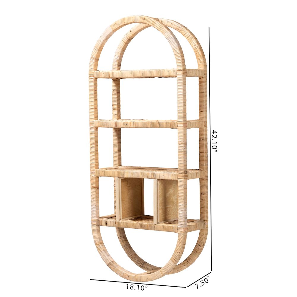 Labonita Natural Rattan Wall Shelf  - 3-Tier Wall-Mounted Display Unit