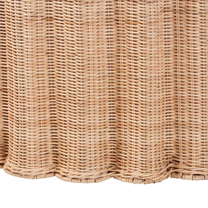 Kensley Natural Rattan Coffee Table - Handwoven Wicker Round Accent Table