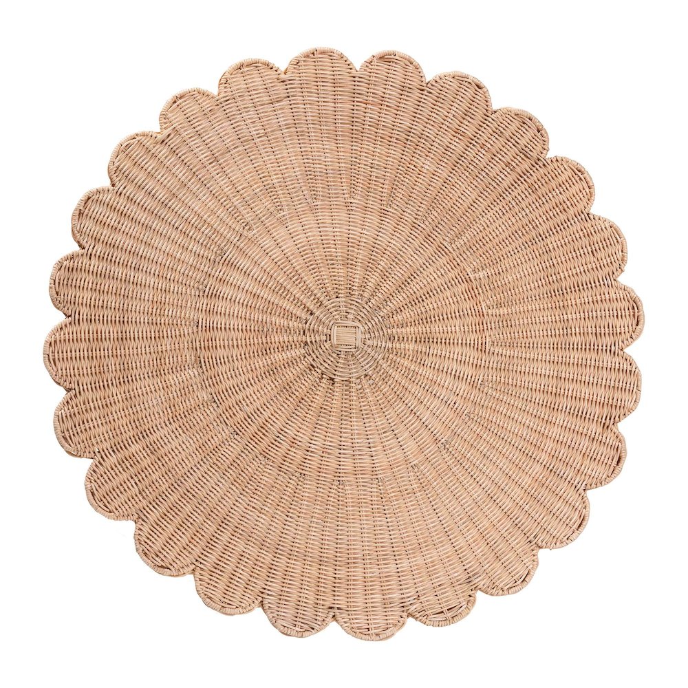 Kensley Natural Rattan Coffee Table - Handwoven Wicker Round Accent Table