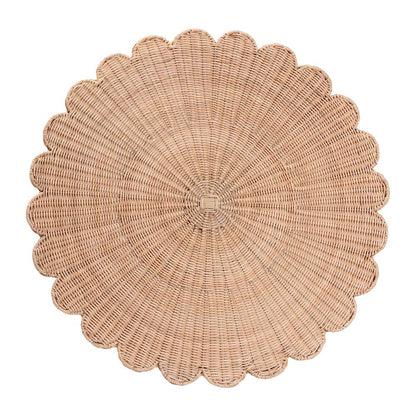 Kensley Natural Rattan Coffee Table - Handwoven Wicker Round Accent Table