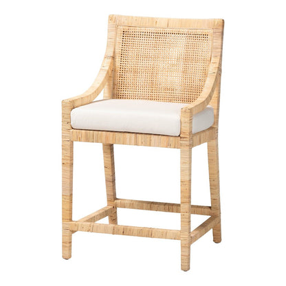Alexis Natural Rattan Counter Stool - Handcrafted Wingback Counter Chair