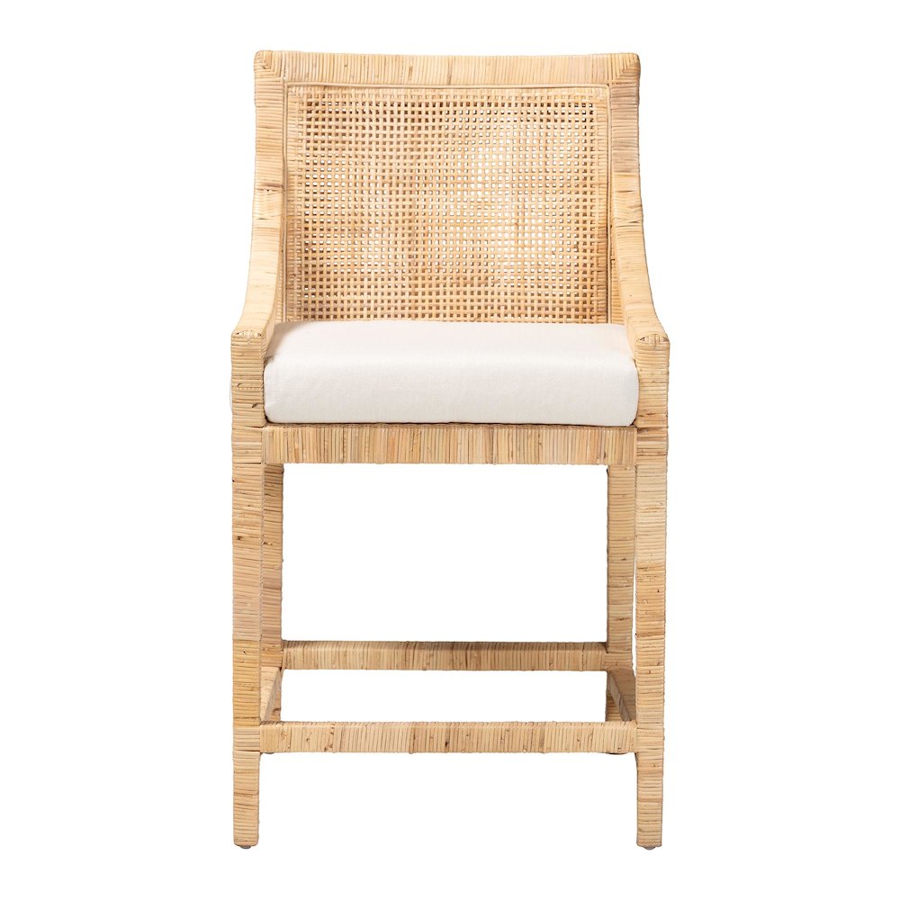 Alexis Natural Rattan Counter Stool - Handcrafted Wingback Counter Chair