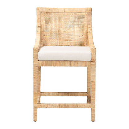 Alexis Natural Rattan Counter Stool - Handcrafted Wingback Counter Chair