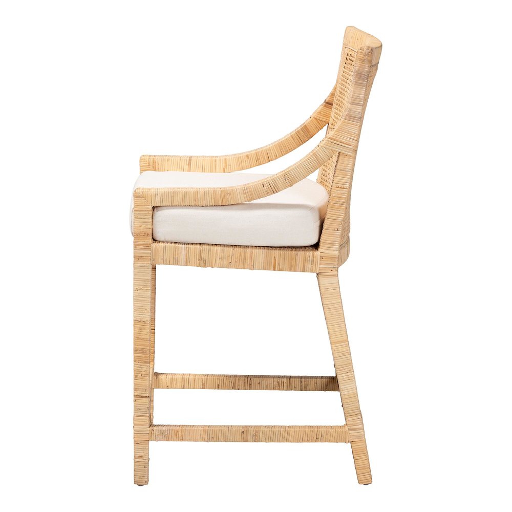 Alexis Natural Rattan Counter Stool - Handcrafted Wingback Counter Chair