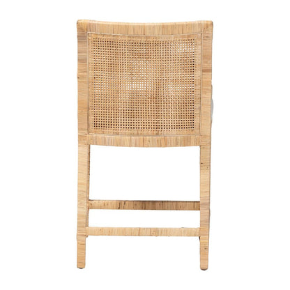 Alexis Natural Rattan Counter Stool - Handcrafted Wingback Counter Chair