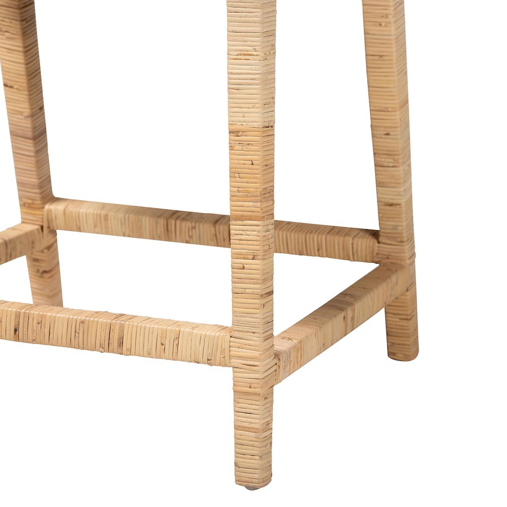 Alexis Natural Rattan Counter Stool - Handcrafted Wingback Counter Chair