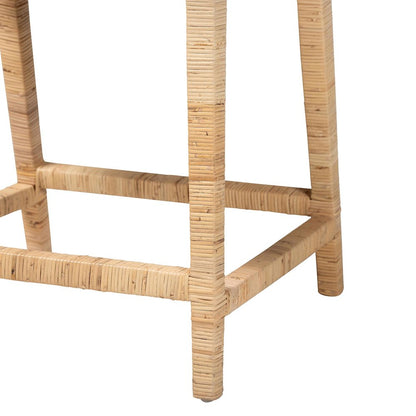 Alexis Natural Rattan Counter Stool - Handcrafted Wingback Counter Chair