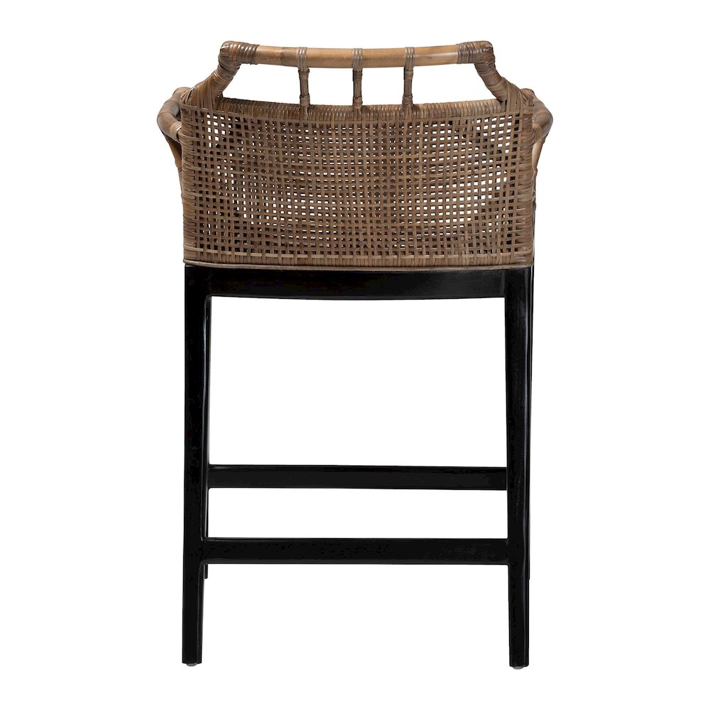 Abiel Natural Rattan Counter Stool with Arms, Removable Cushion