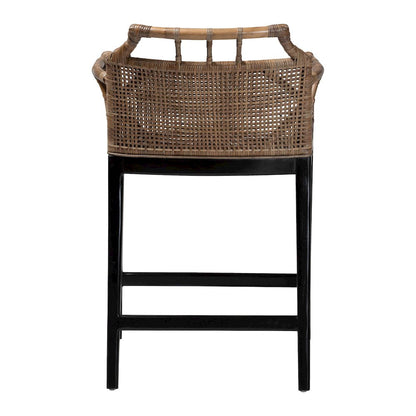Abiel Natural Rattan Counter Stool with Arms, Removable Cushion