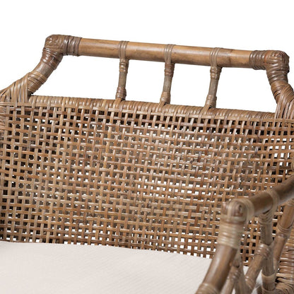 Abiel Natural Rattan Counter Stool with Arms, Removable Cushion