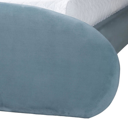 Velvet Upholstered Platform Bed - Mid-Century Bed Frame with Headboard, Queen