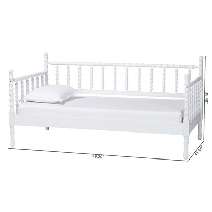 Daybed - Spindle Platform Bed Frame with Bamboo-Style Turned Posts, Twin, White