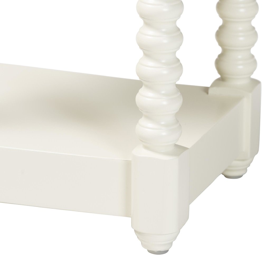 Nightstand with Bobbin Legs - 1-Drawer Bedroom Side Table,  Storage Shelf, White