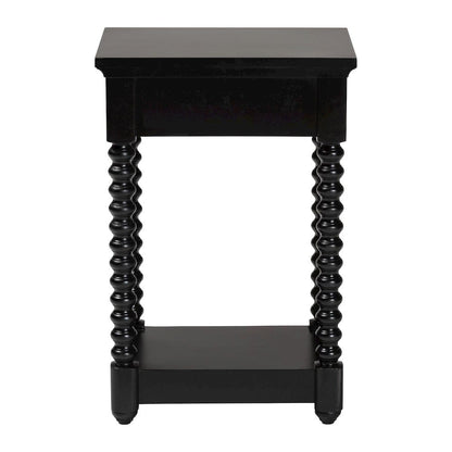 Nightstand with Bobbin Legs - 1-Drawer Bedroom Side Table, Storage Shelf, Black