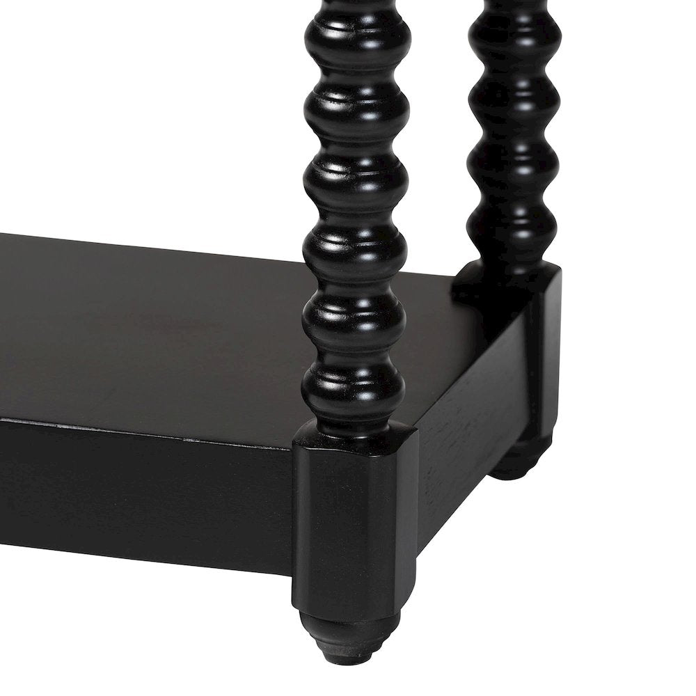 Nightstand with Bobbin Legs - 1-Drawer Bedroom Side Table, Storage Shelf, Black