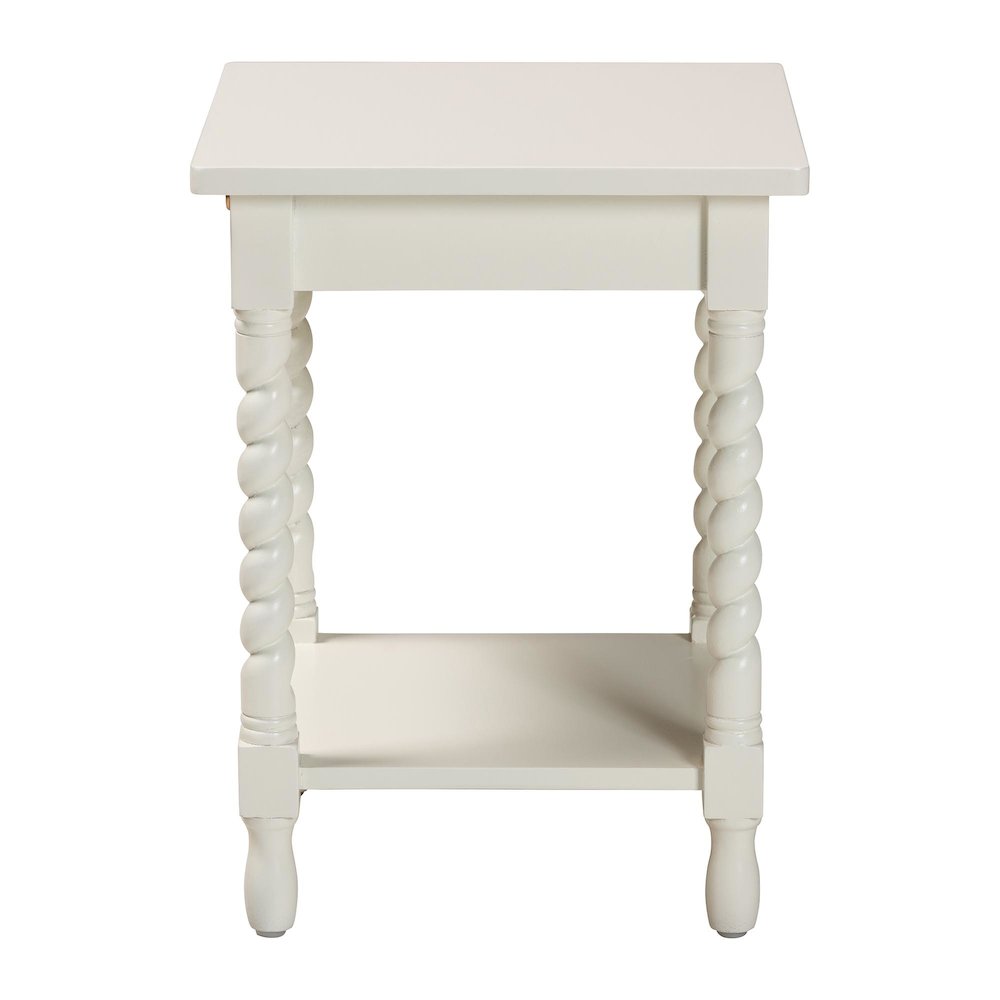 Nightstand with Twisted Legs - 1-Drawer Bedroom Side Table, Storage Shelf, White
