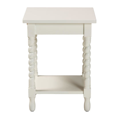 Nightstand with Twisted Legs - 1-Drawer Bedroom Side Table, Storage Shelf, White