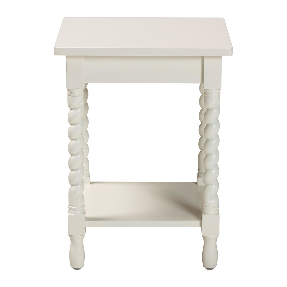 Nightstand with Twisted Legs - 1-Drawer Bedroom Side Table, Storage Shelf, White
