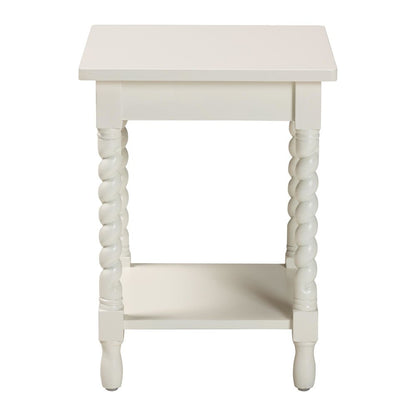 Nightstand with Twisted Legs - 1-Drawer Bedroom Side Table, Storage Shelf, White