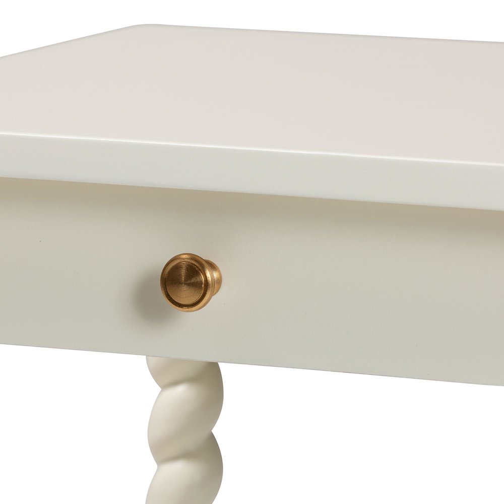 Nightstand with Twisted Legs - 1-Drawer Bedroom Side Table, Storage Shelf, White