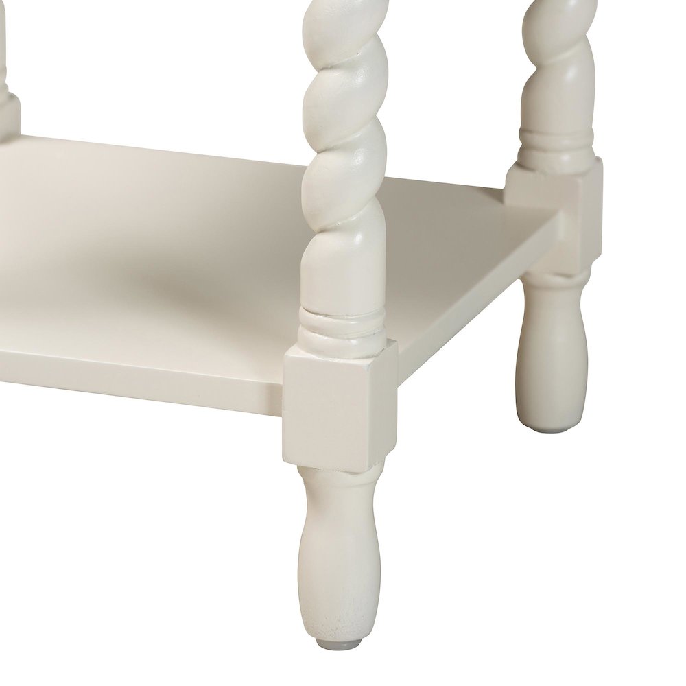 Nightstand with Twisted Legs - 1-Drawer Bedroom Side Table, Storage Shelf, White