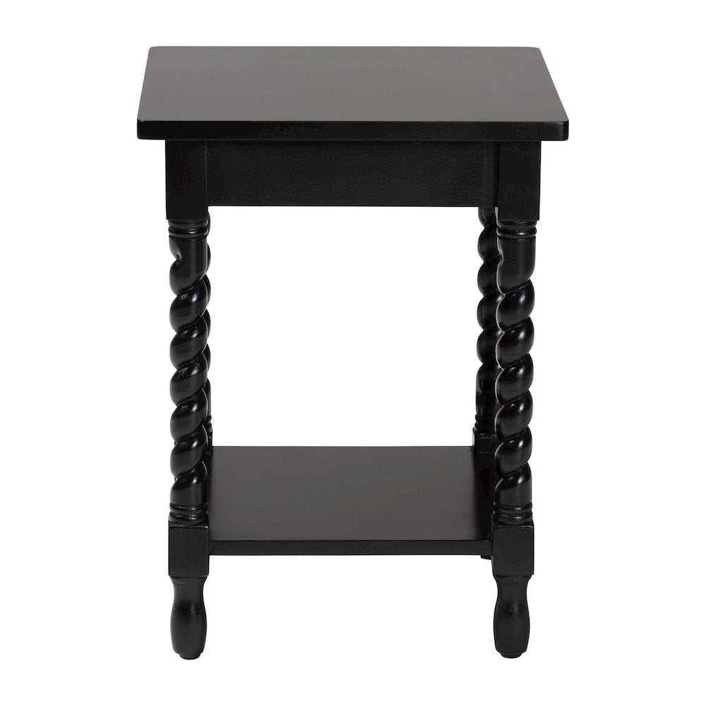 Nightstand with Twisted Legs - 1-Drawer Bedroom Side Table, Storage Shelf, Black