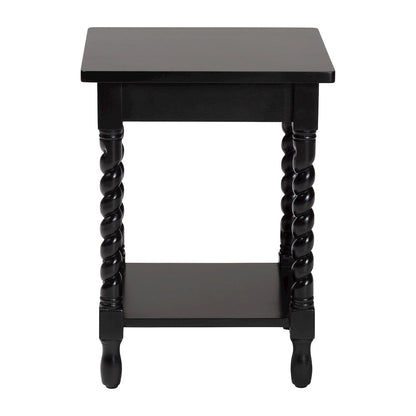 Nightstand with Twisted Legs - 1-Drawer Bedroom Side Table, Storage Shelf, Black
