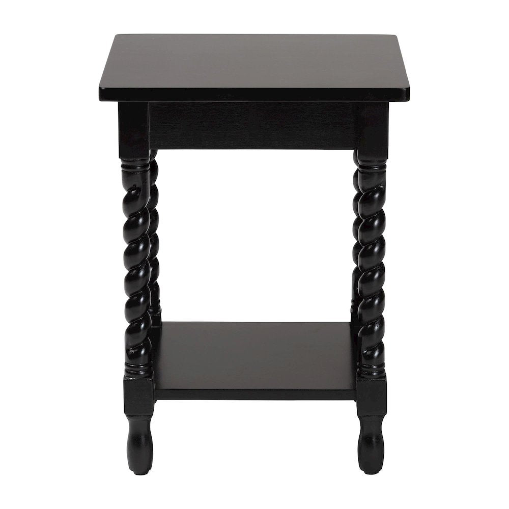 Nightstand with Twisted Legs - 1-Drawer Bedroom Side Table, Storage Shelf, Black