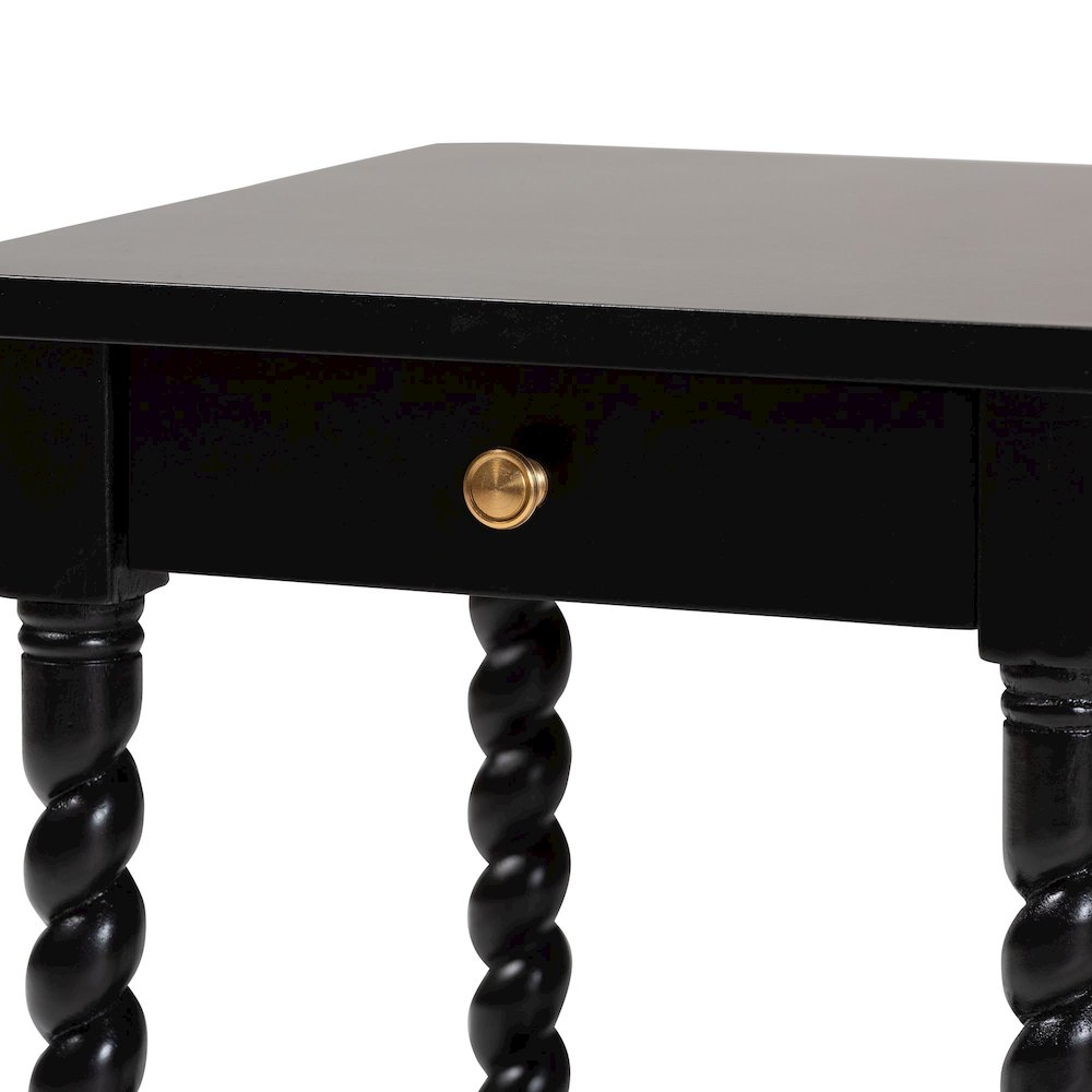 Nightstand with Twisted Legs - 1-Drawer Bedroom Side Table, Storage Shelf, Black