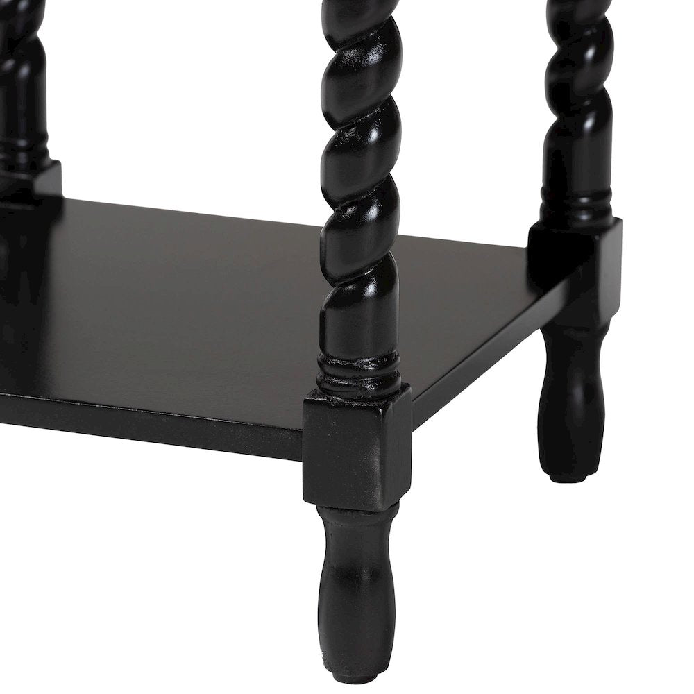Nightstand with Twisted Legs - 1-Drawer Bedroom Side Table, Storage Shelf, Black