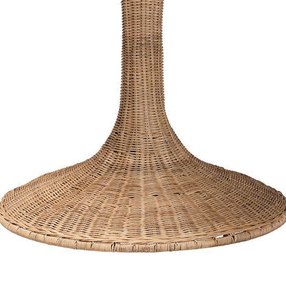 Natala Rattan Dining Table Handwoven Wicker Table, Pedestal Frame Centerpiece