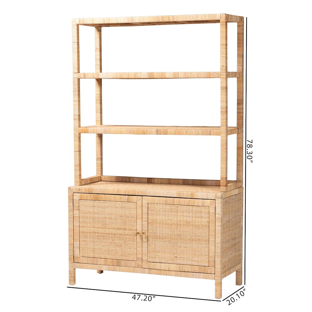 Open-Shelf Storage Cabinet - 4-Tier Display Shelf with Double Door Base