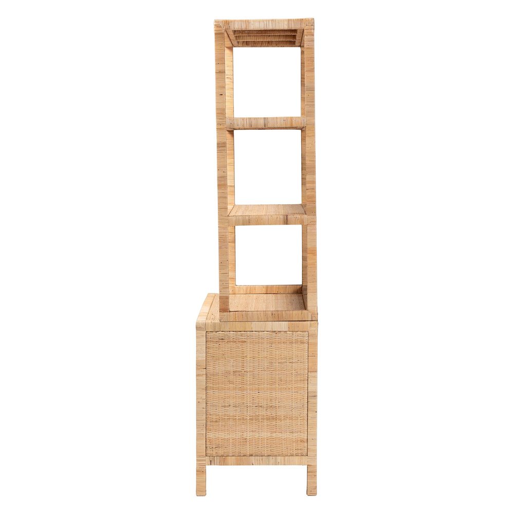 Open-Shelf Storage Cabinet - 4-Tier Display Shelf with Double Door Base
