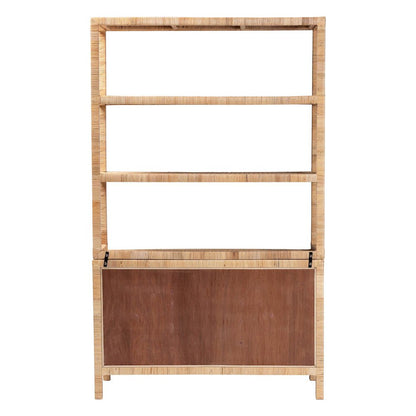 Open-Shelf Storage Cabinet - 4-Tier Display Shelf with Double Door Base